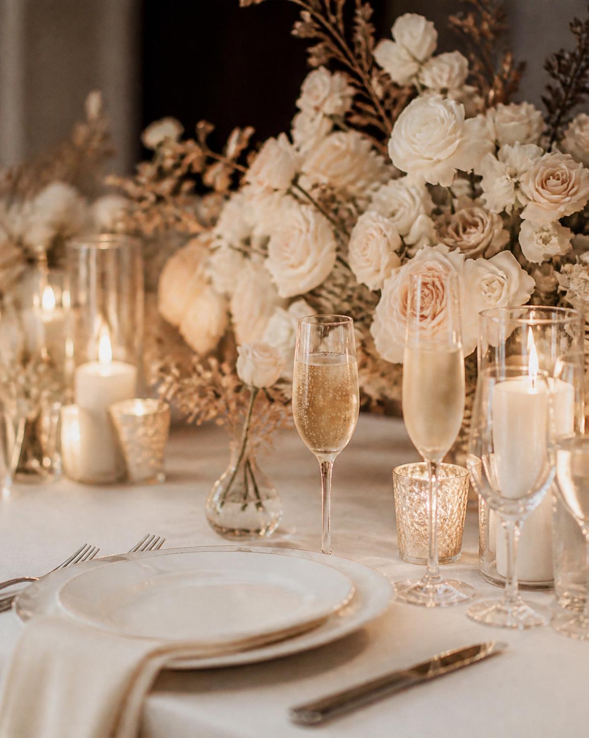 Candlelit wedding table detail